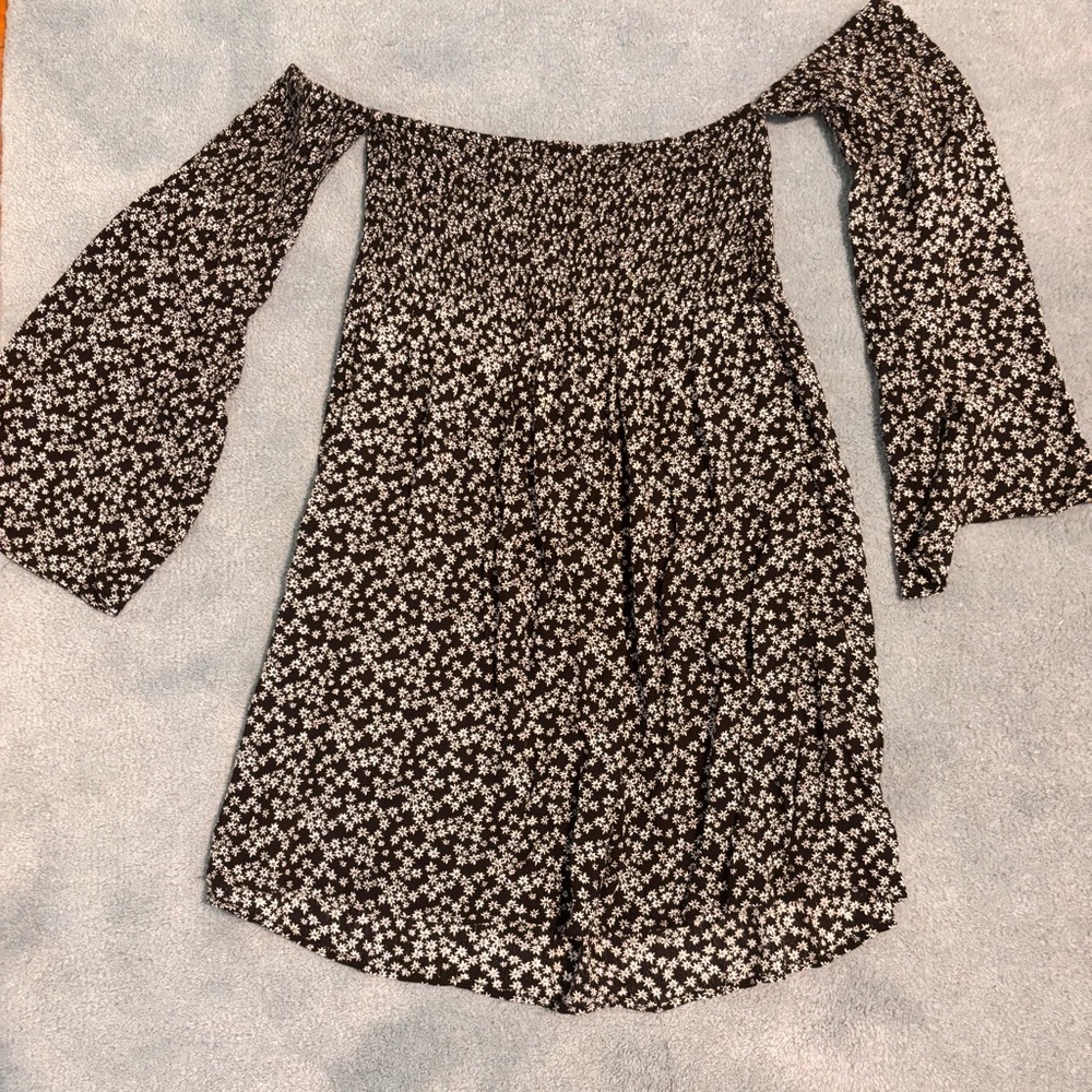 Floral Off-Shoulder Black dress